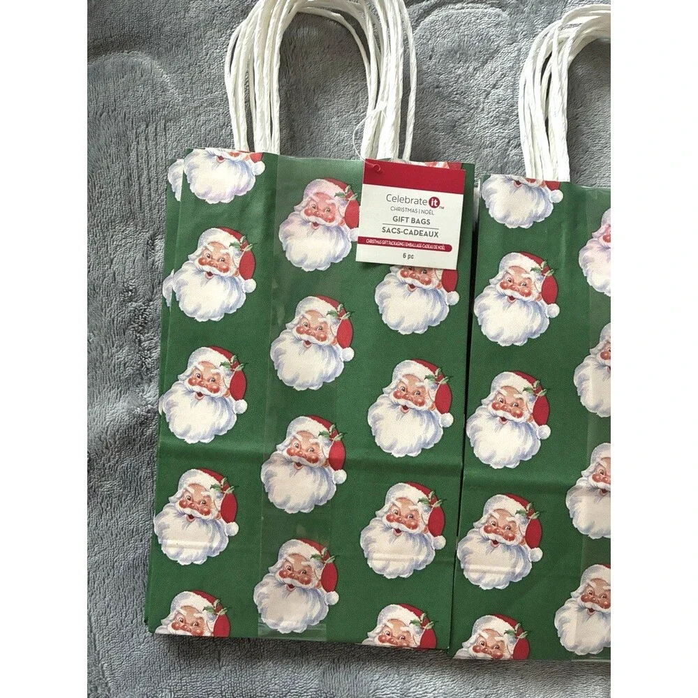 Christmas Gift Bags Santa Design 18 Total Small Holiday Bags 8”